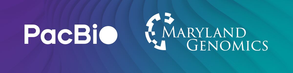 Blog header image with PacBio logo and Maryland Genomics logo